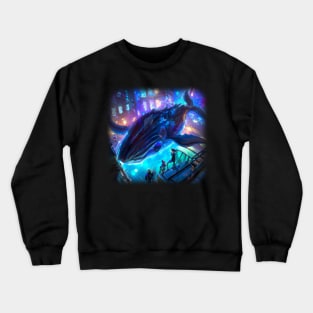 Whale floating in the city Crewneck Sweatshirt